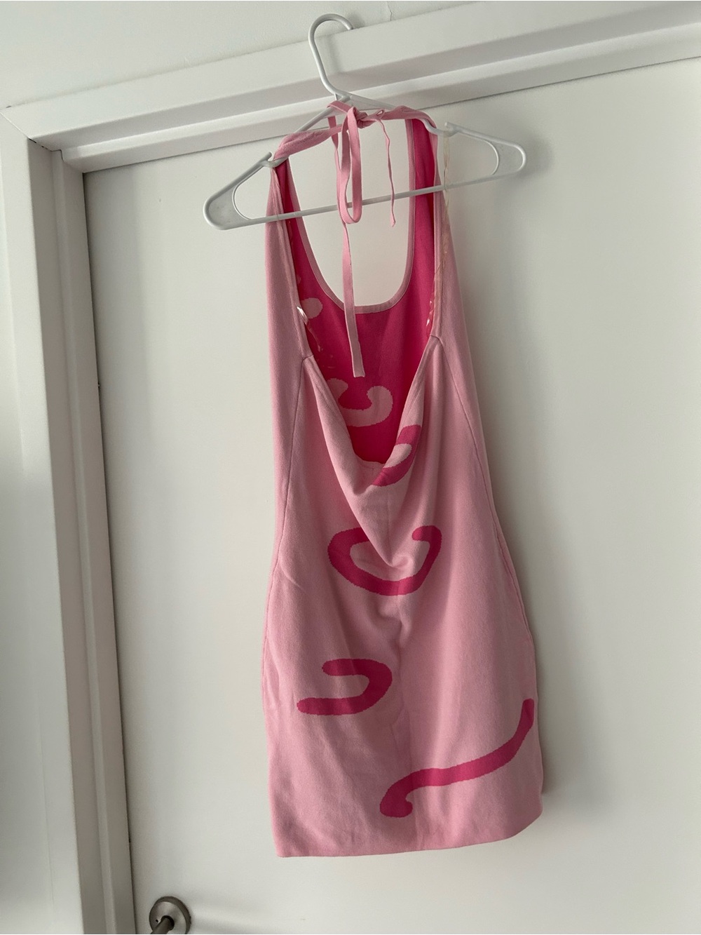 Fashion Nova Pink Halter Mini Dress with Hot Pink Print - Picture 2 of 4